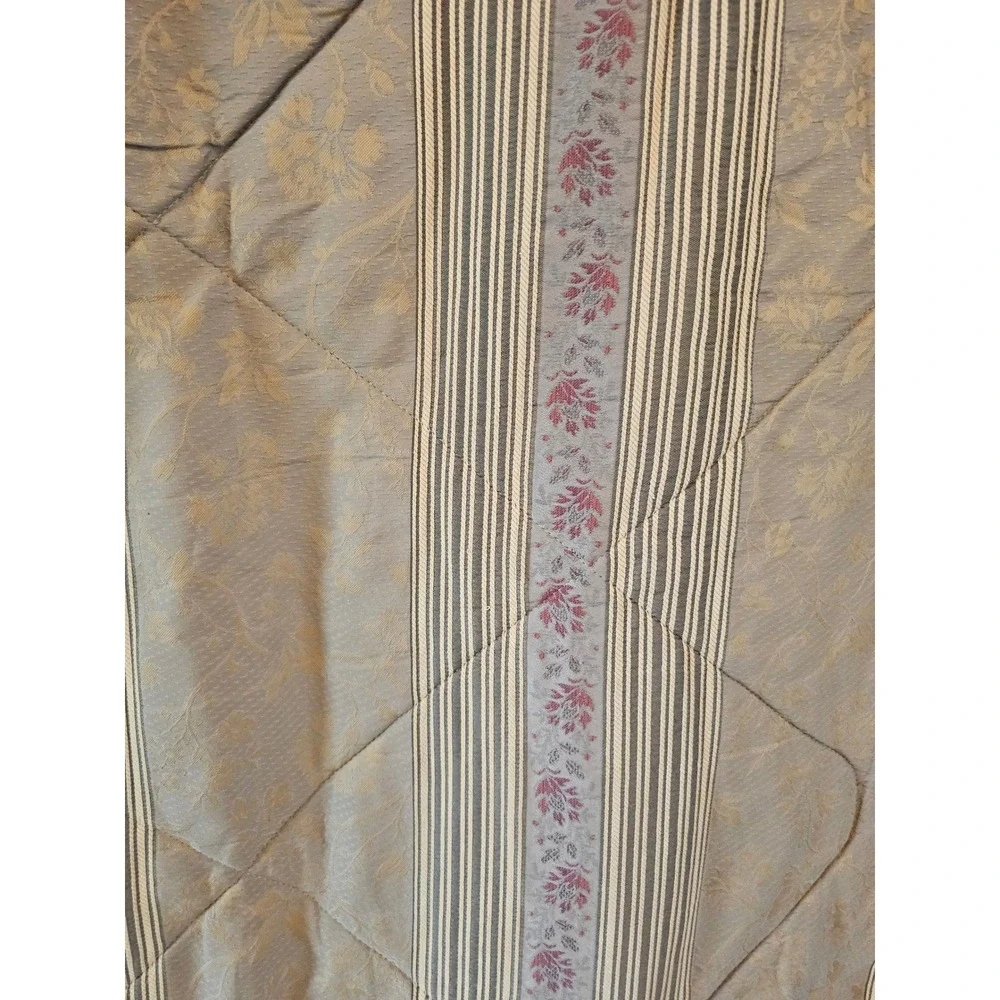 Wamsutta 90s Queen Comforter+Shams Floral Damask Stripe Jacquard Sage USA 92x96
